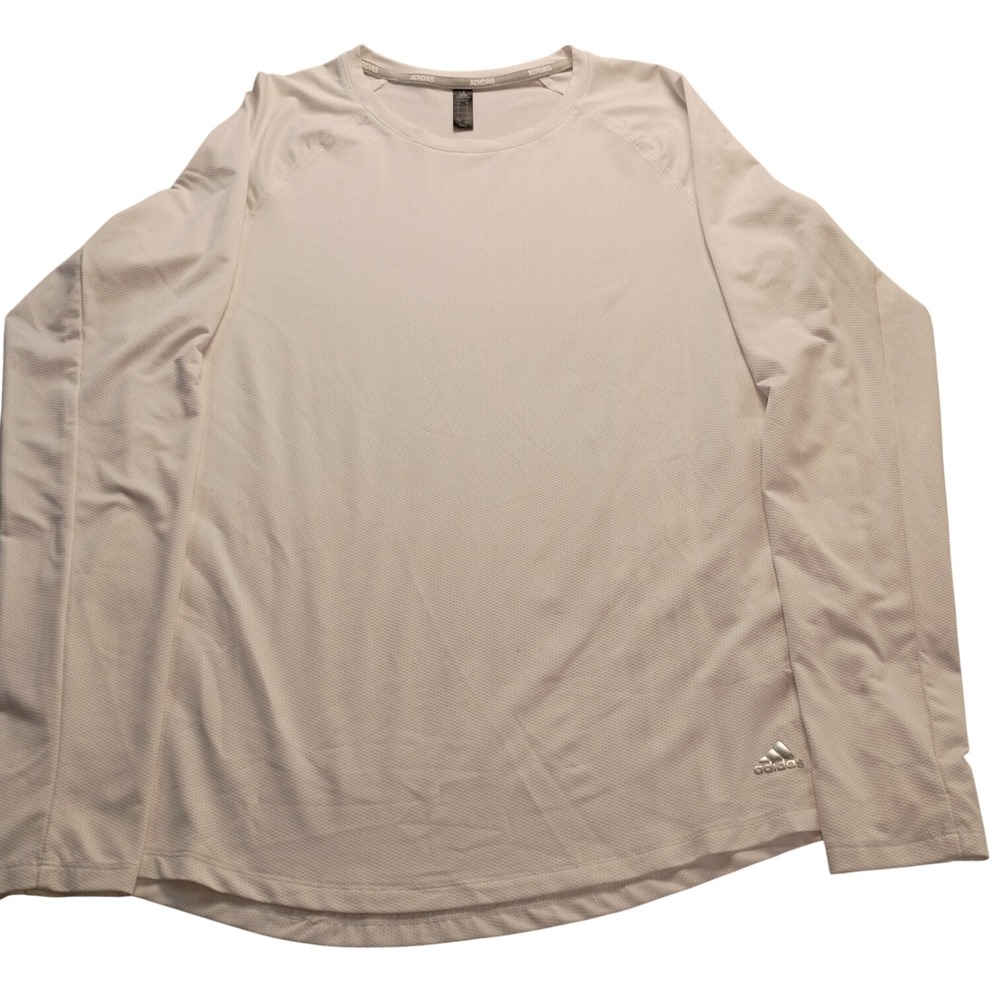 Adidas Golf Shirt Women's Long Sleeve Performance Mesh Top White Athletic Size L